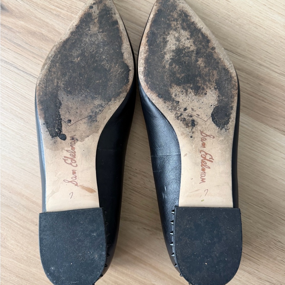Sam Edelman Black Leather Pointed Toe Flats Size 7 Classic Chic - Picture 7 of 7